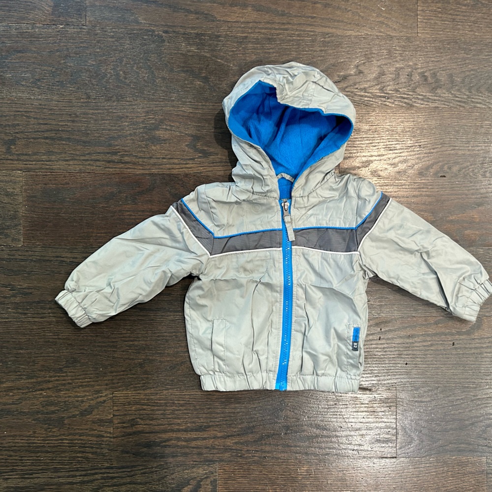 12 month boys jacket/ wind breaker with fleece lining and hood